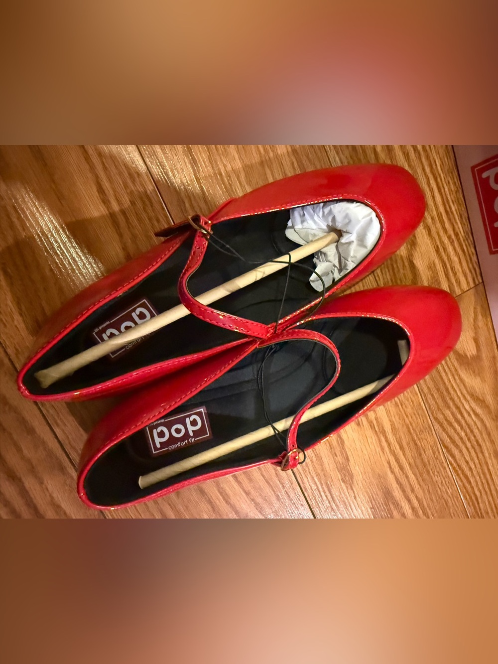 Red Patent Mary Jane Ballet Flats Size 9 Coquette Balletcore Y2K Twee POP - Picture 4 of 6